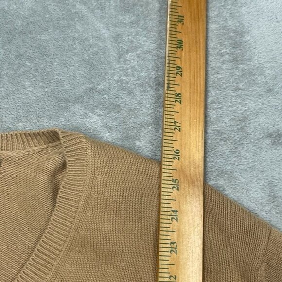 Brooks Brothers Mens Cotton V-Neck Sweater L Tan Lightweight Classic a0461 - Picture 3 of 6